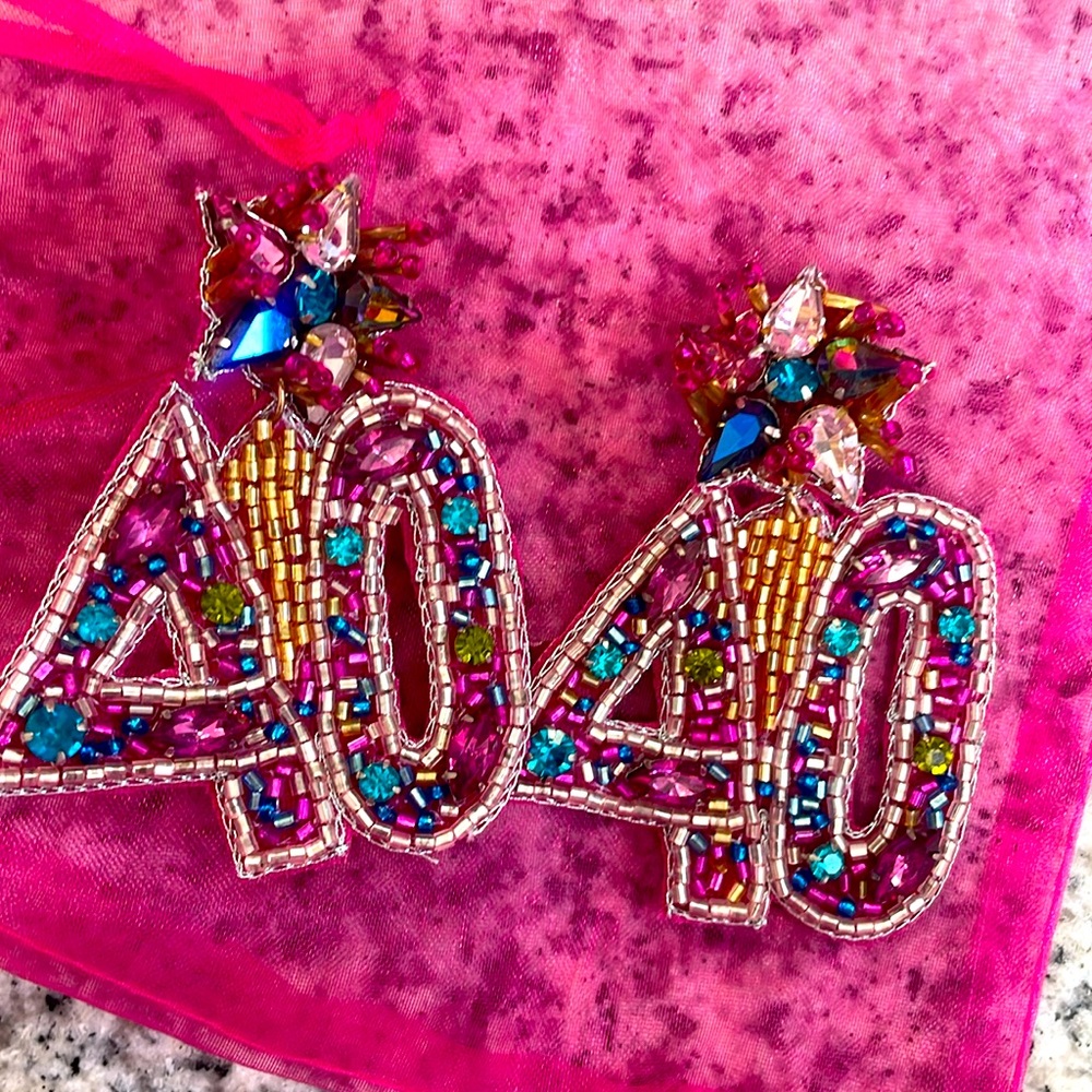 40th earrings! Handmade and ordered on Etsy! Worn once for party.